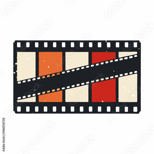 Old film strip vector on white background.