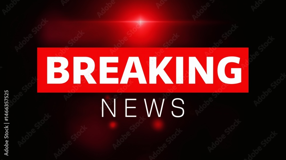 News alert with red banner and glow, Breaking news design for TV or streaming, Eye-catching layout for urgent updates