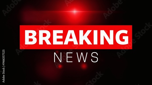 Obraz na płótnie News alert with red banner and glow, Breaking news design for TV or streaming, Eye-catching layout for urgent updates w salonie