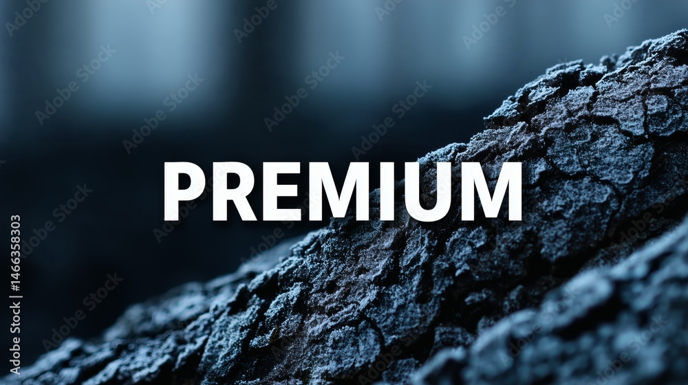 Premium text over frosty bark surface, Natural luxury concept with winter texture, Ideal for outdoor branding or eco-premium themes