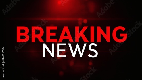 Obraz na płótnie Red and white breaking news headline, News broadcast graphic with spotlight, Useful for television or online alerts w salonie