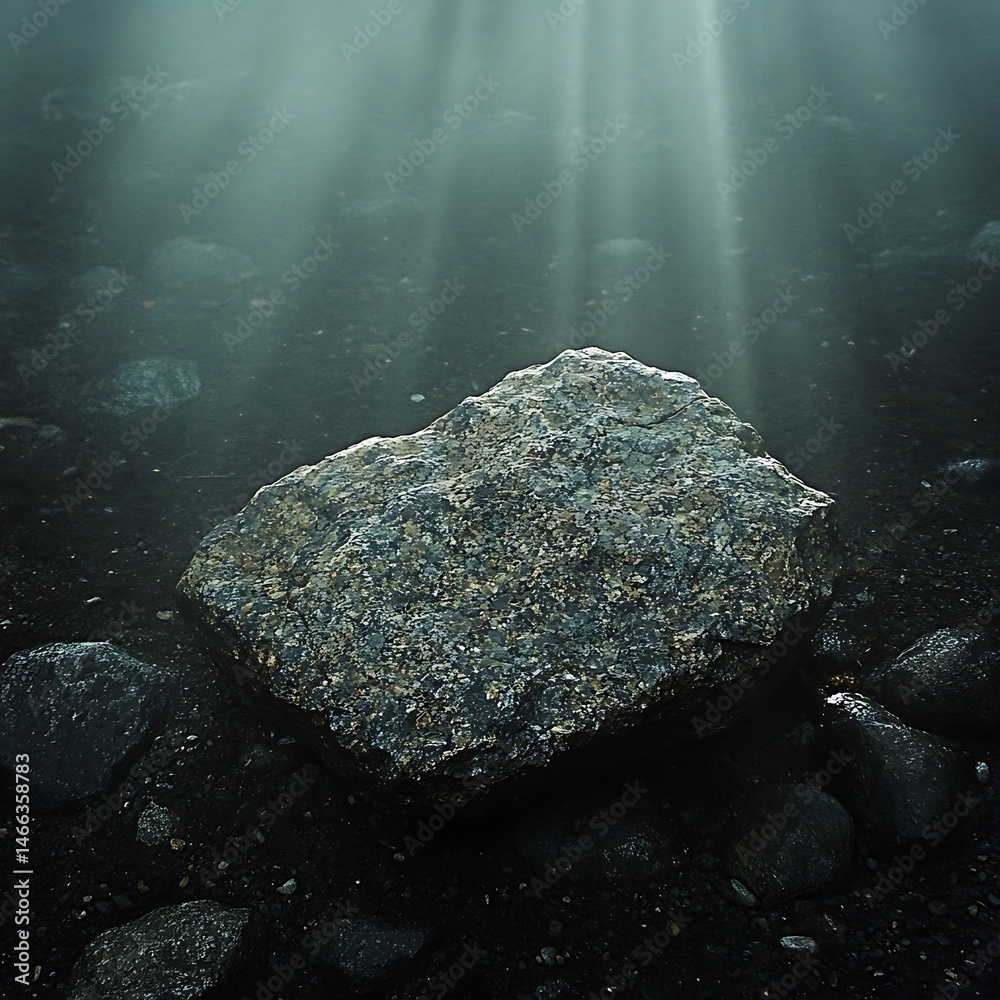 Naklejka premium Rocky Landscape, Sunlight Beams
