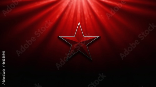 Obraz na płótnie Red star with spotlight on textured background, Illuminated five-pointed star with dramatic lighting, Concept for revolution or military symbolism w salonie