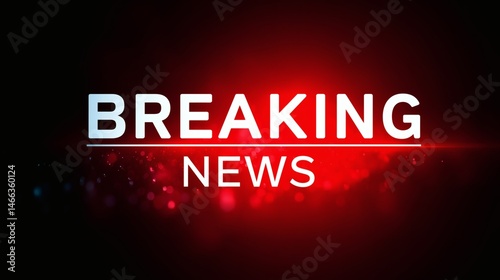Obraz na płótnie Bright breaking news alert in glowing red, Split-line layout for visual emphasis, Great for live updates or digital media graphics w salonie