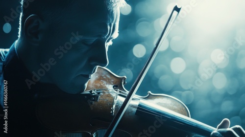 Obraz na płótnie Focused Violinist in Studio
