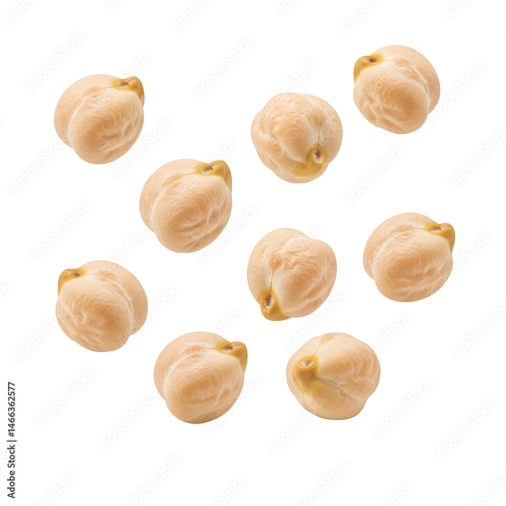 Fototapeta premium Falling Chickpeas isolated on a transparent background