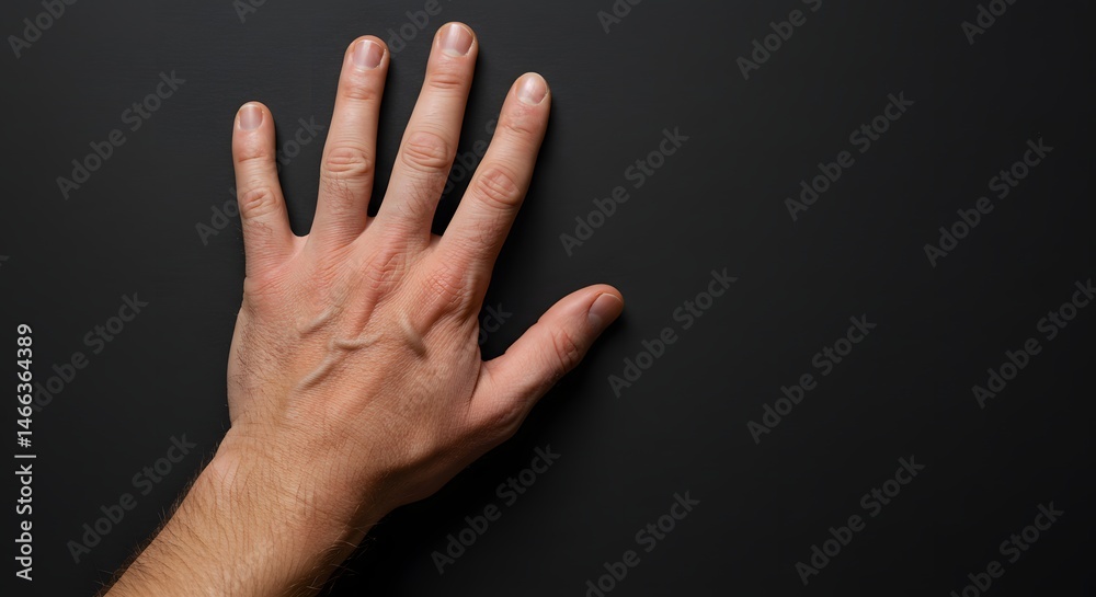 Fototapeta premium Human Hand on Dark Surface