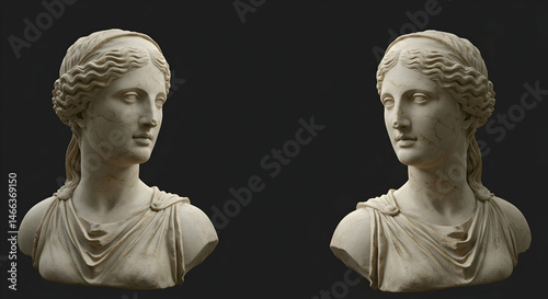 Elegant Marble Bust of Classical Female Sculpture with Detailed Features