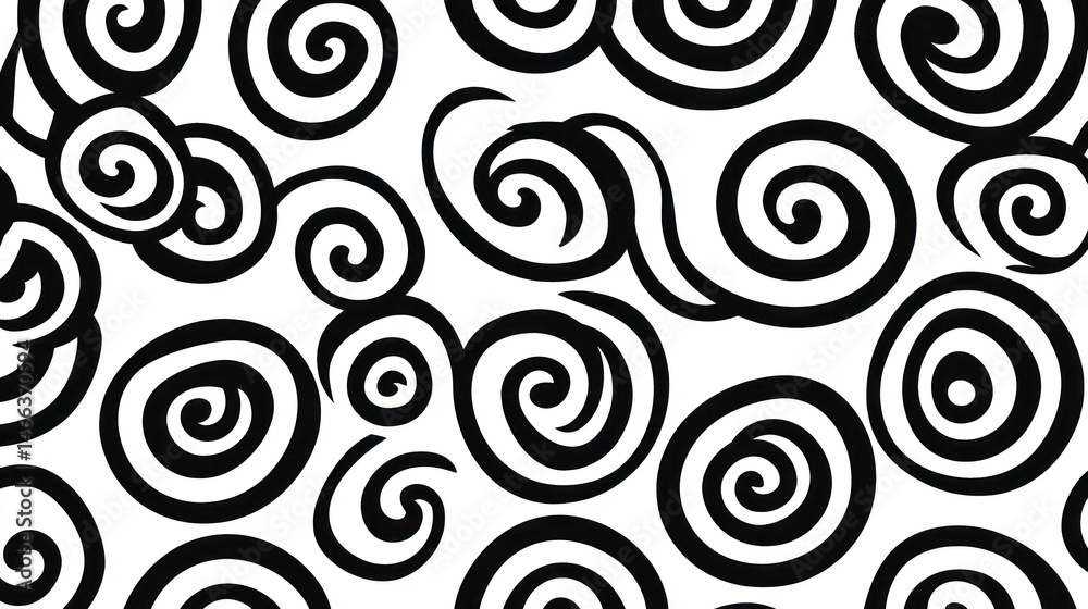 Abstract Black and White Spiral Pattern Abstract Black and White Spiral Pattern