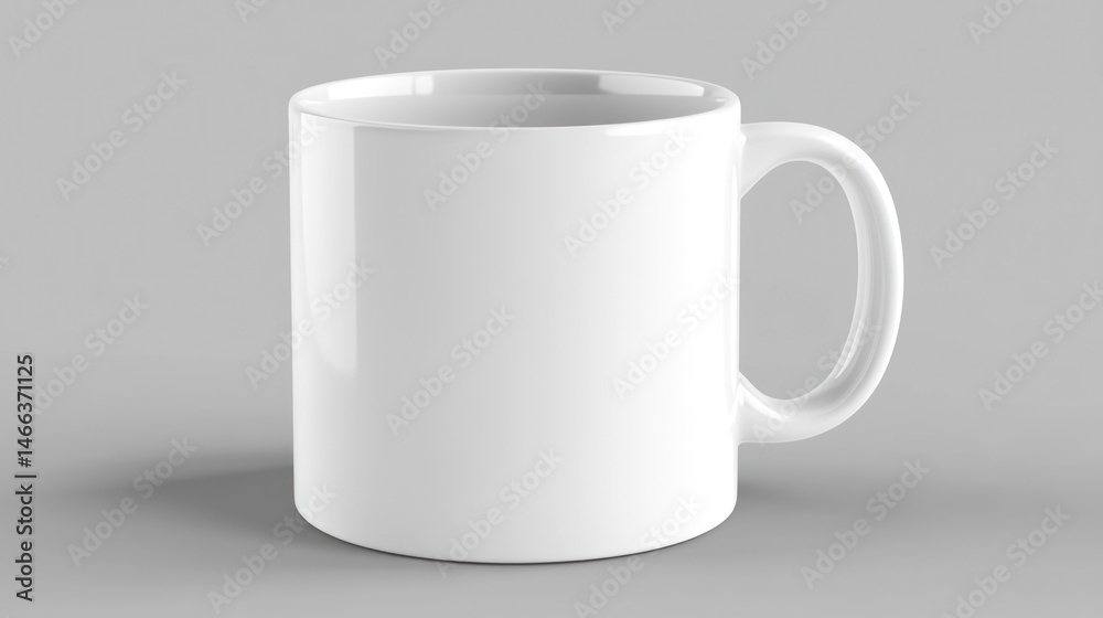 Fototapeta premium Blank white mug on gray background