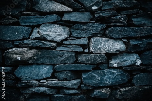 Dark, textured stone wall close-up