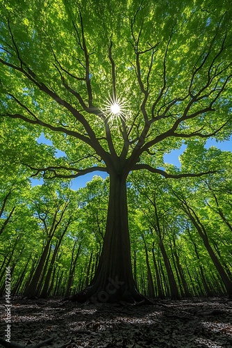 19. A captivating jungle landscape showcases the symbiotic relationships between plants and animals in a thriving ecosystem. Towering trees, adorned with vibrant orchids, provide shelter for 