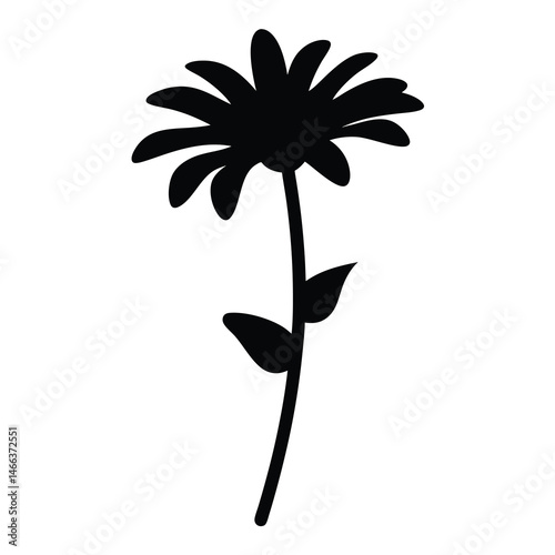 Black and white illustration of bee balm , flower silhouette vector designs.