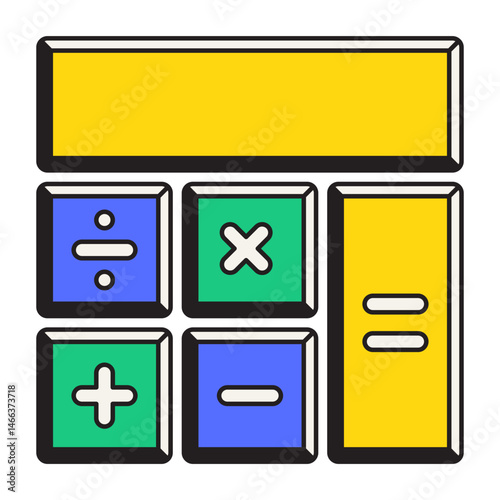 Flat Calculator Icon, Math and Finance Illustration