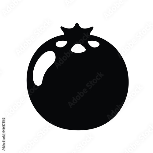 bilberry vector silhouette icon, black and white illustration of fruits.