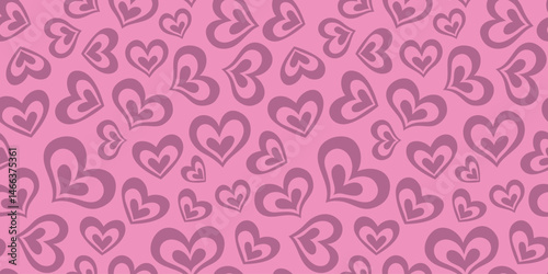 Love heart seamless pattern illustration. Cute romantic hearts background print. Valentine's day holiday backdrop texture, romantic wedding design.