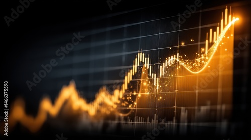Dynamic Gold Stock Market Graph Showing Growth and Financial Success