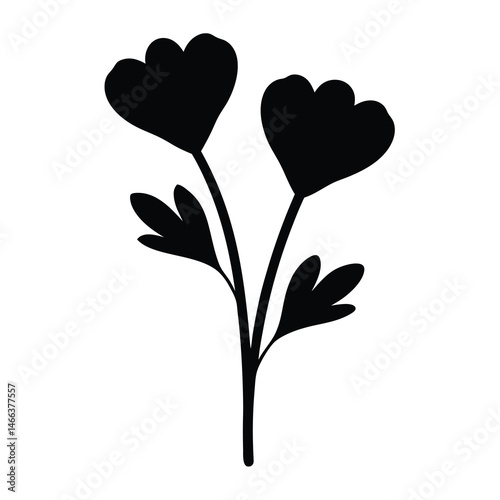 Black and white illustration of bleeding heart , flower silhouette vector designs.