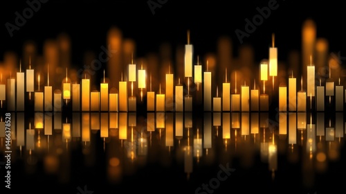 Wallpaper Mural Golden Candlestick Chart Reflection Abstract Background Image for Financial Market Concepts Torontodigital.ca