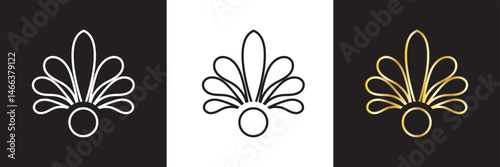 Beautiful   Art Deco icon.  Palmette ornates from  fashion and design trends icon.  Vector for websites, mobile interfaces, presentations, banner, visual branding etc. EPS 10