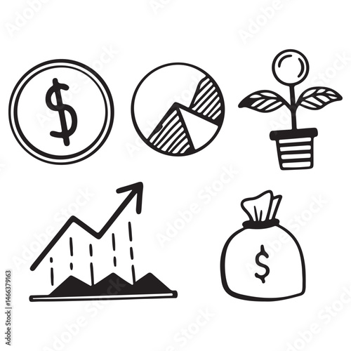 Investment line icons, such as economy, financial growth, profit and more. Vector illustration.