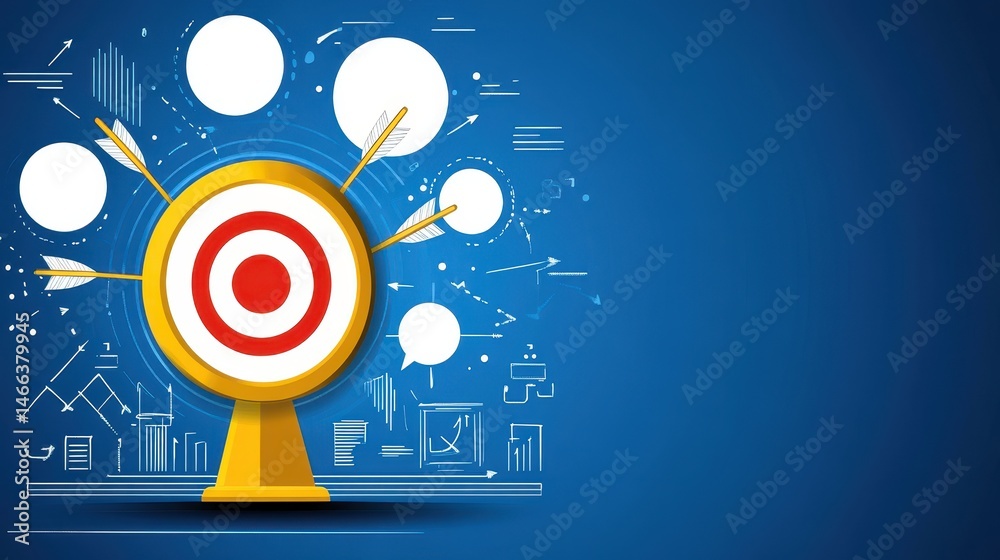 Fototapeta premium Precision targeting with arrows hitting the bullseye innovative solution accuracy business growth strategy in vibrant conceptual design