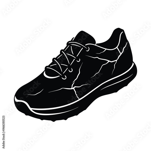 worn running shoes closeup