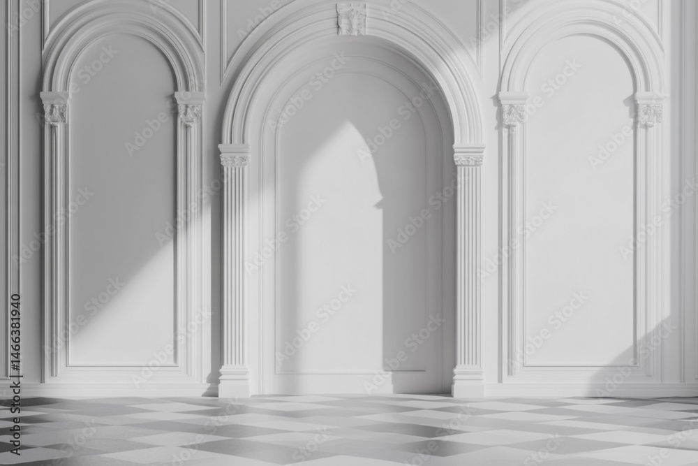 Obraz premium Sunlit White Archway Interior Design Elegant Room