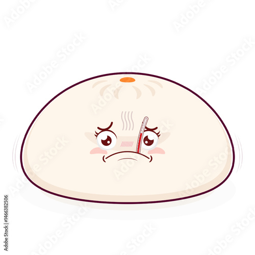 steamed buns sick face cartoon cute