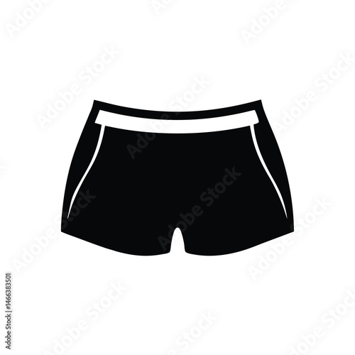 boxer shorts vector silhouette icon, black and white illustration of clothing.