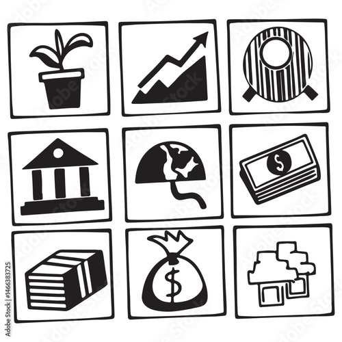 Investment line icons, such as economy, financial growth, profit and more. Vector illustration.