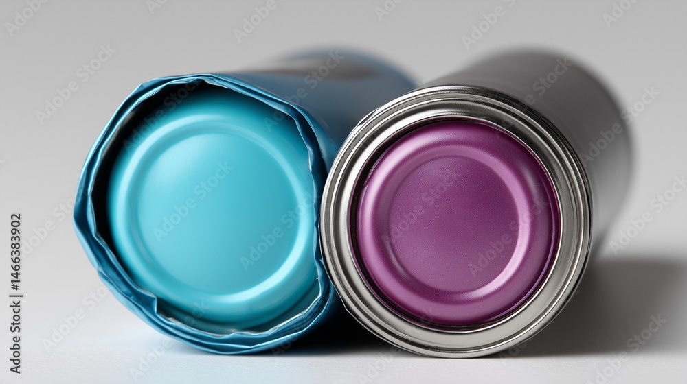 Close-up Image of Two Distinct Rolled Pouches in Vibrant Colors on a Clean White Background Close-up Image of Two Distinct Rolled Pouches in Vibrant Colors on a Clean White Background
