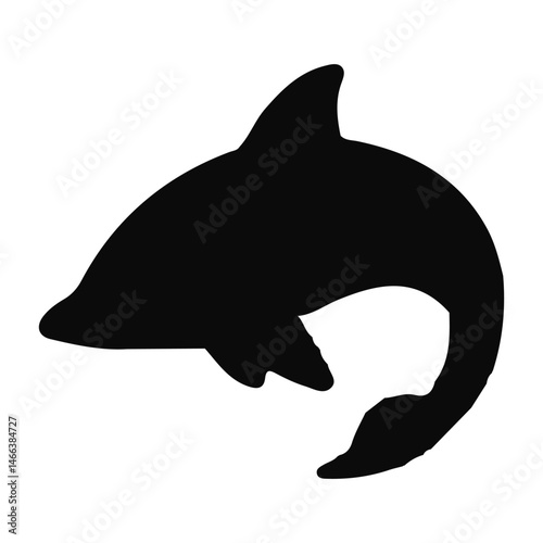 Vector Silhouette Collection of Marine Life: Various Fish, Dolphins, Sea Plants, and Bubbles, Black and White Illustration Set: Diverse Shapes of Fish, Dolphins, Algae, Air Bubbles in Vector Format