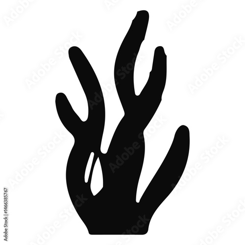 Vector Silhouette Collection of Marine Life: Various Fish, Dolphins, Sea Plants, and Bubbles, Black and White Illustration Set: Diverse Shapes of Fish, Dolphins, Algae, Air Bubbles in Vector Format