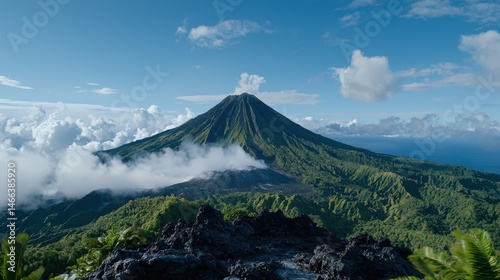 volcano in the middle of the jungle