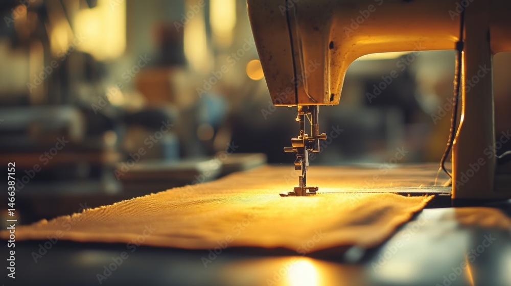 Vintage sewing machine in action