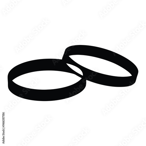 bracelets vector silhouette icon, black and white illustration of footwear.
