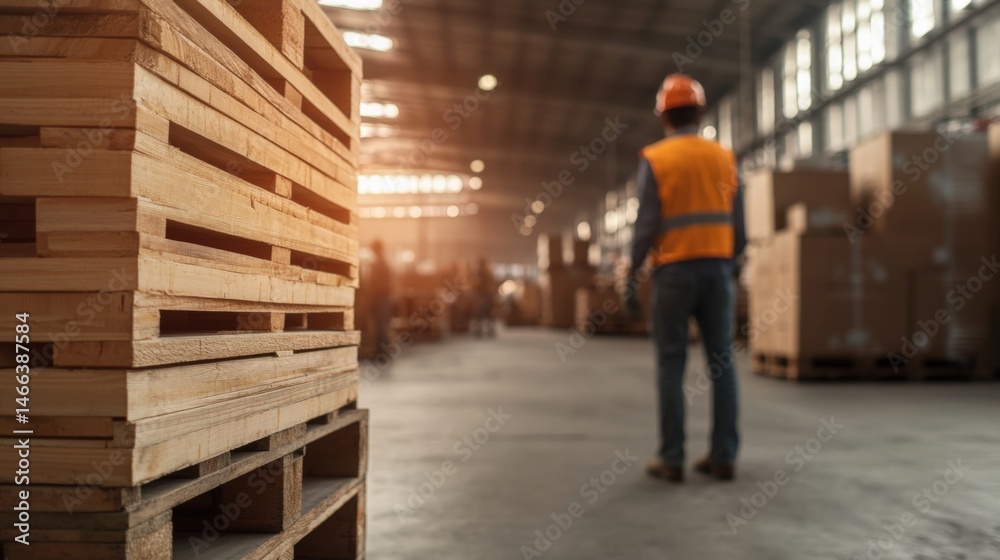 Warehouse worker inside large industrial building