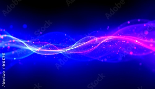 an intriguing juxtaposition of two scenes: one depicts a vibrant, digital abstract design in shades of blue and pink, with a wave like texture that resembles an electronic circuit or a flowing waterfa