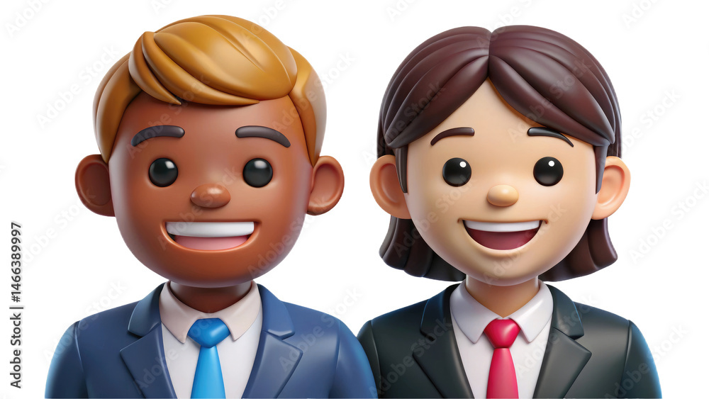 Smiling Cartoon Faces – Cute 3D Portrait Set of Diverse People in Close-Up Style Smiling Cartoon Faces – Cute 3D Portrait Set of Diverse People in Close-Up Style