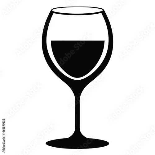 Minimalist wine glass silhouette showing dark liquid, conveying elegance and refinement in its simplicity