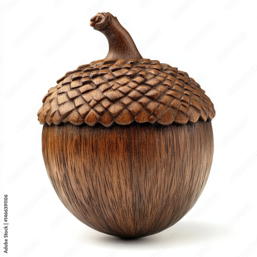 Carved acorn-shaped container