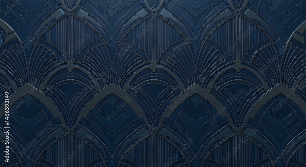 Fototapeta Elegant Art Deco Navy Blue Geometric Pattern Design