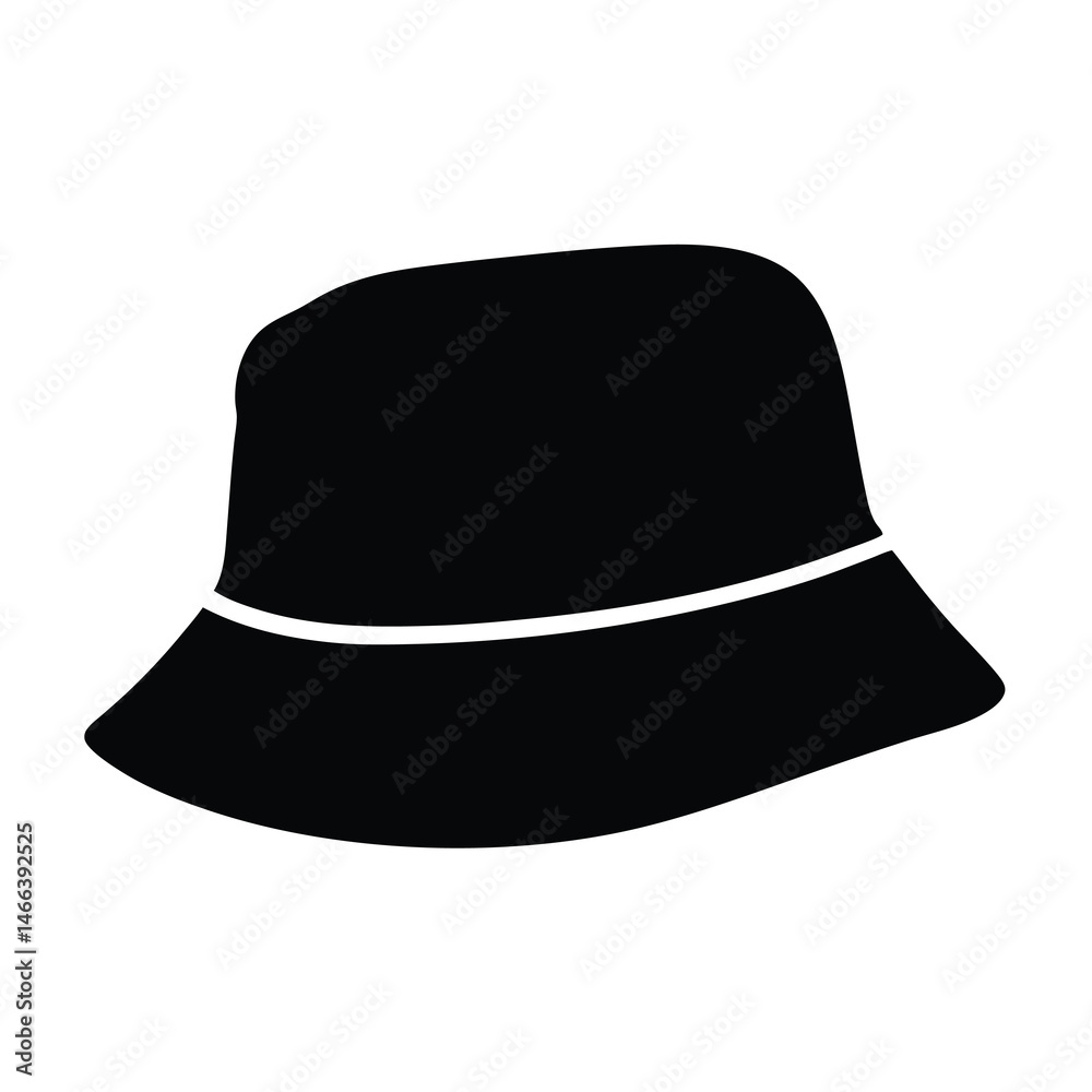 bucket hats vector silhouette icon, black and white illustration of footwear. bucket hats vector silhouette icon, black and white illustration of footwear.