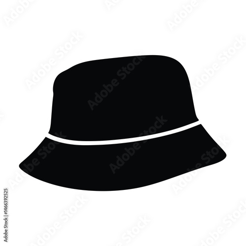 bucket hats vector silhouette icon, black and white illustration of footwear.