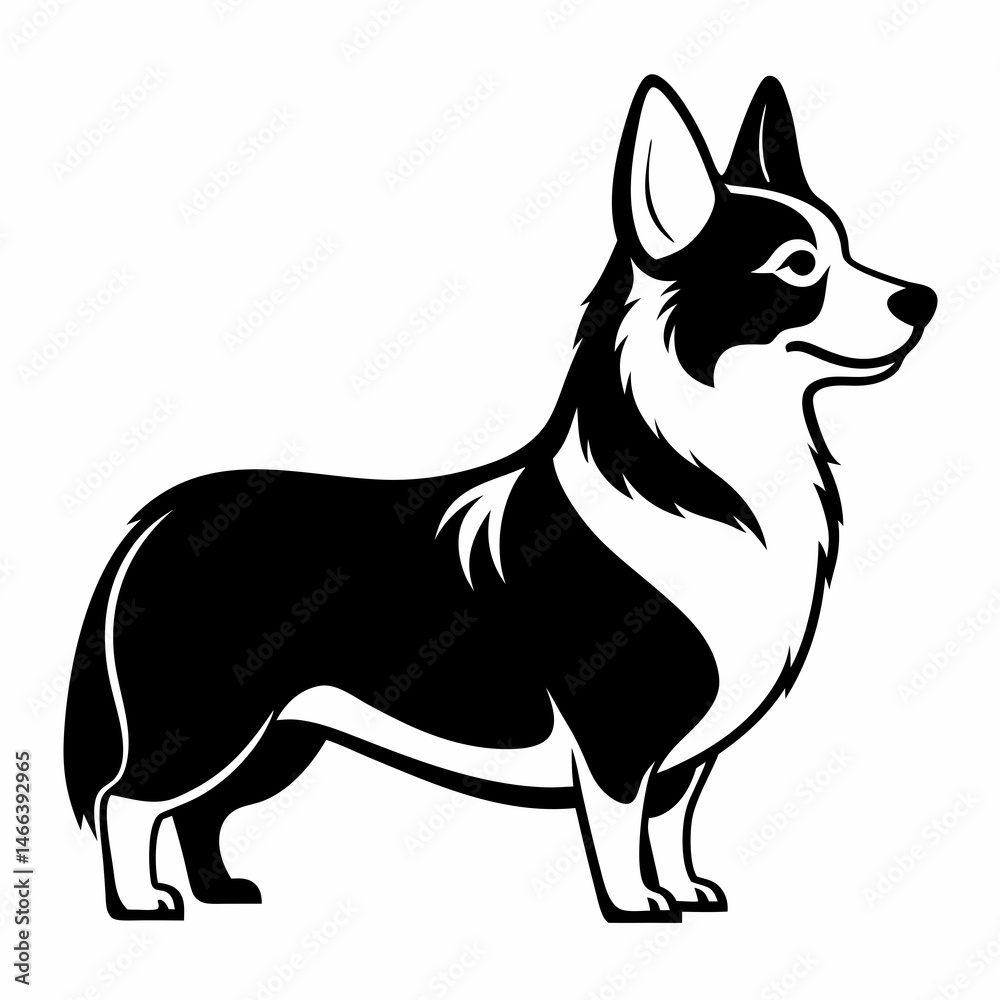 Fototapeta premium Corgi Dog Silhouette Illustration