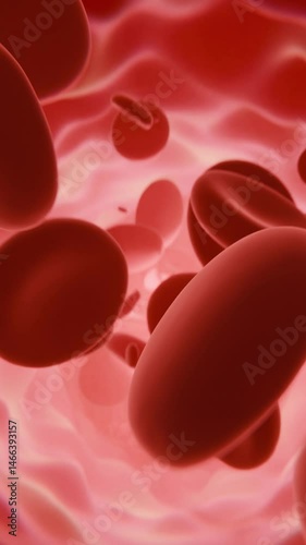 Health concept. Inside the blood vessel, white blood cells inside the blood vessel, High quality 3d render 4k. Of blood cells, animation medical video