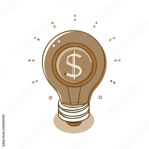 Light Bulb with Dollar Sign - Business Idea Monetization Icon with Light Bulb and Dollar Sign - Suitable for Entrepreneurship Websites, Startup Resources and Financial Innovation Presentations