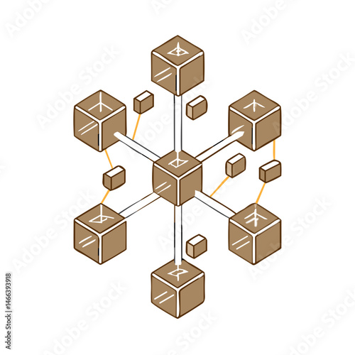 Network Nodes Icon for Technology Infrastructure, Data Systems and Organizational Networks - Useful for IT Presentations, Blockchain Visuals and Connection Diagrams