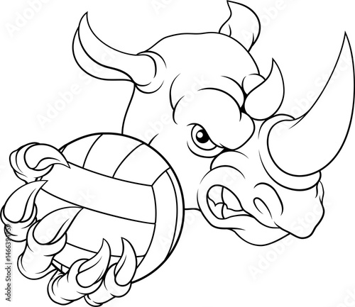 Rhino Volleyball Volley Ball Claw Animal Mascot photo
